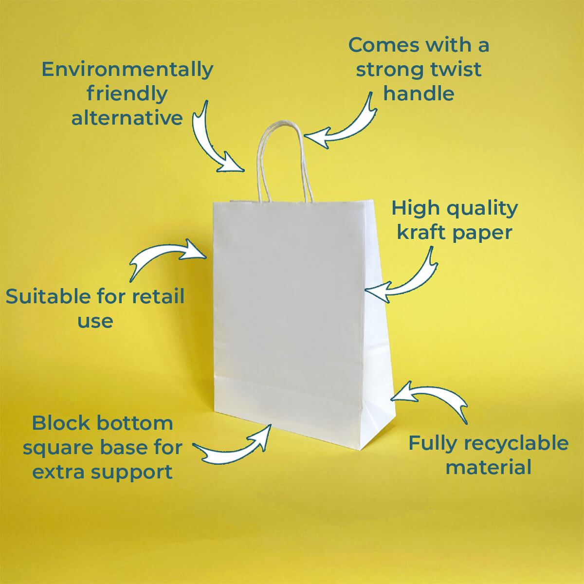 White Twist Handle Paper Carrier Bags - 320mm x 140mm x 420mm