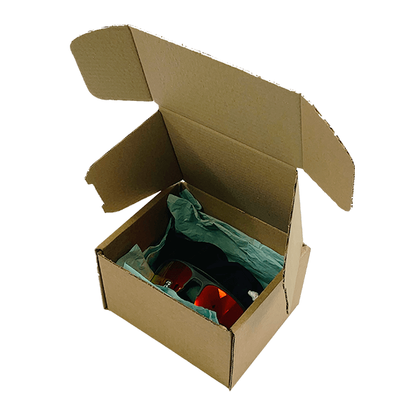 Personalised & Custom Full Colour Printed Brown PiP Small Parcel Postal Box - 152mm x 127mm x 95mm