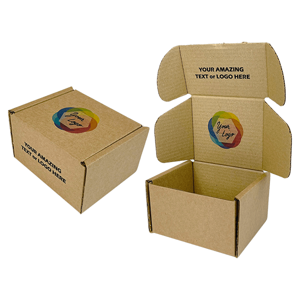Custom Full Colour Printed Brown PiP Small Parcel Postal Box - 110mm x 100mm x 70mm
