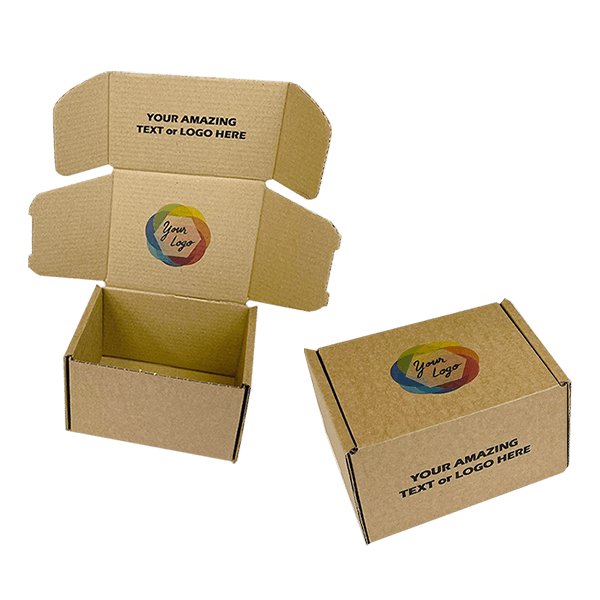 Custom Full Colour Printed Brown PiP Small Parcel Postal Box - 152mm x 127mm x 95mm