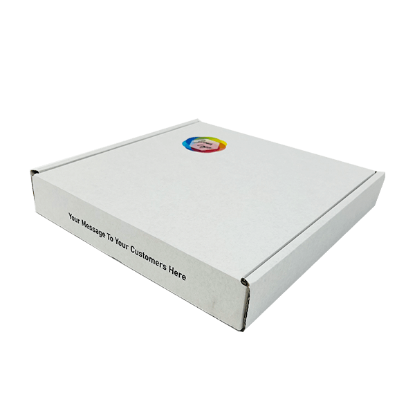 Custom Full Colour Printed White PiP Small Parcel Postal Box - 240mm x 240mm x 40mm
