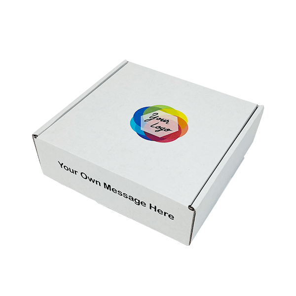 Custom Full Colour Printed White PiP Small Parcel Postal Box - 240mm x 240mm x 80mm