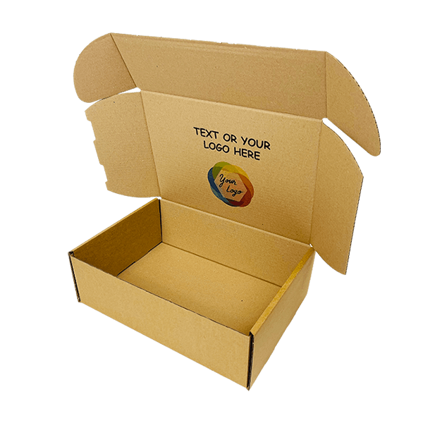 Custom Full Colour Printed Brown PiP Small Parcel Postal Box - 250mm x 150mm x 100mm